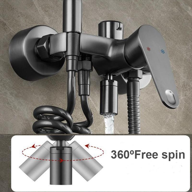 Bathroom Shower Faucet With Spray Gun Brass Hot Cold Water Dual Spout Mixer Tap For Bathroom Splitter Bath Shower Basin