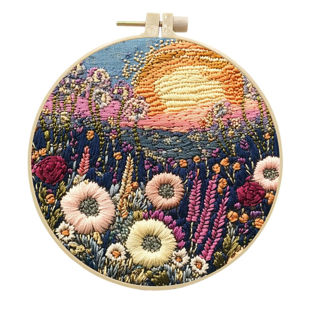 1pc Broderie Paysage Coucher de Soleil Kit d'Artisanat en Tissu DIY