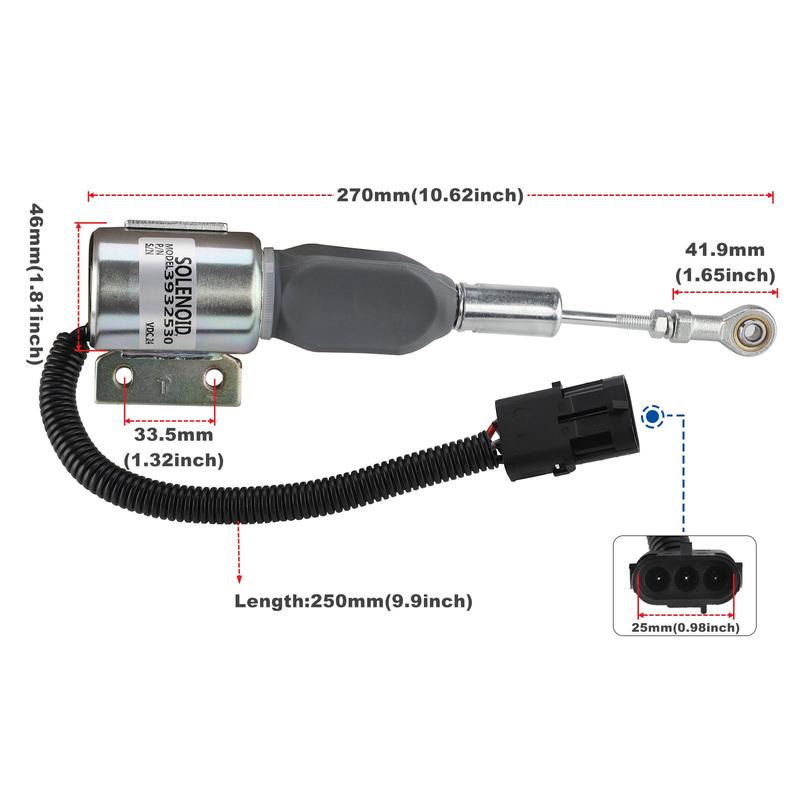 3932530 24V Diesel Engine Shut Off Solenoid SA-4756-24 for Cummins 4BT, 6BT5.9 Excavator