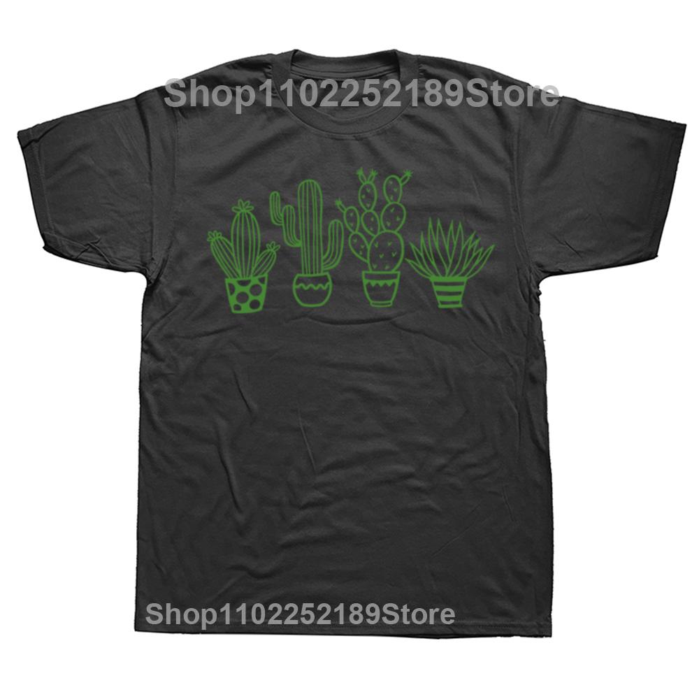 Funny Cactus Heartbeat Graphic Tshirt Men Women's Fashion Casual Oversized Plant Garden T-shirts Men's 100% Cotton T Shirt