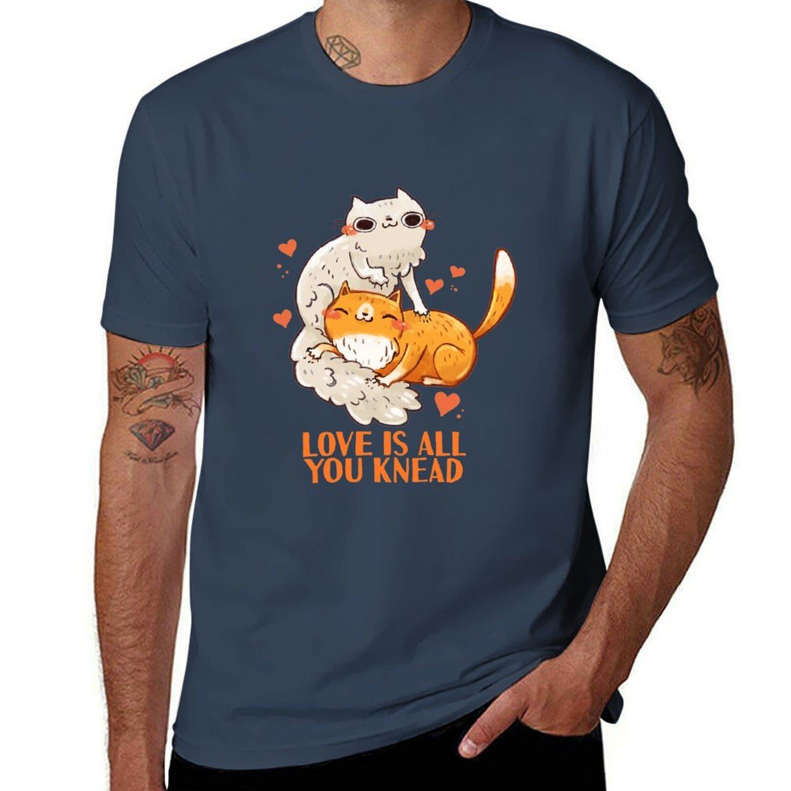 Cute Cats Love Is All You Knead Tshirt Plus Size Basic Cotton Tshirt S