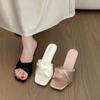 One-word Cool Mopping 2026 Summer French Women's Outward Wear Plus Size New Simple High-heeled Semi-slippers