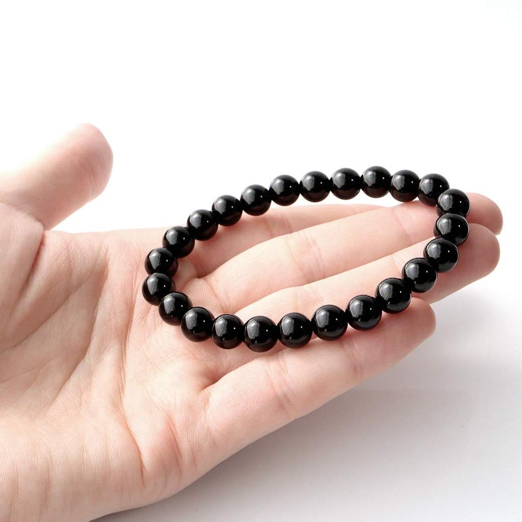 Morion Black Quartz Tibetan Natural Certified Inner Includes Box [GOLD STONE] Bracelet, 8mm, Morion, Quartz, Authentic, Diameter Approx. 17.5cm,