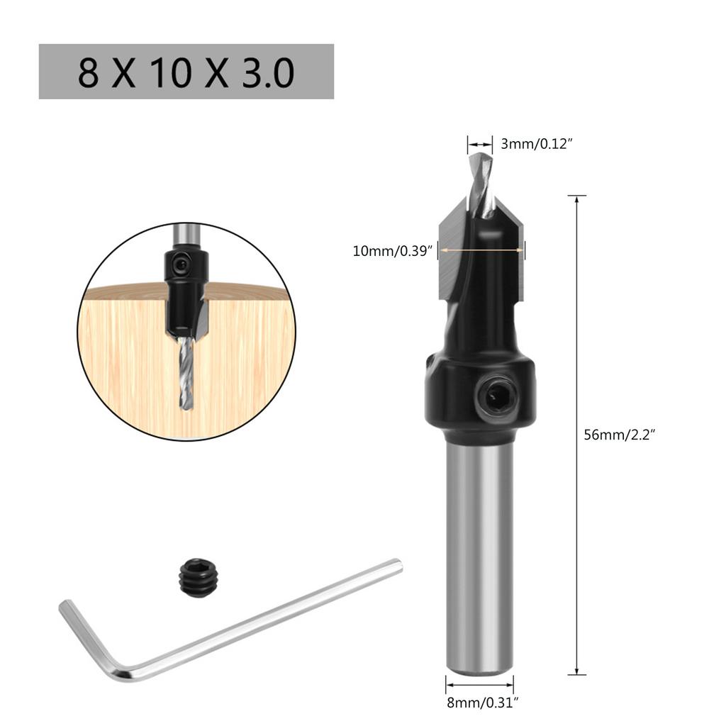 8/10mm Shank Counter Sink Drill Bit Milling Cutter for Woodworking Screws Countersinking Drills Carpentry Tool