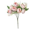 7 Peony Buds Artifiical Flower Branch 30cm Height Flexible Stems Roses Fake Flower with Green Leaves Wedding Bouquet