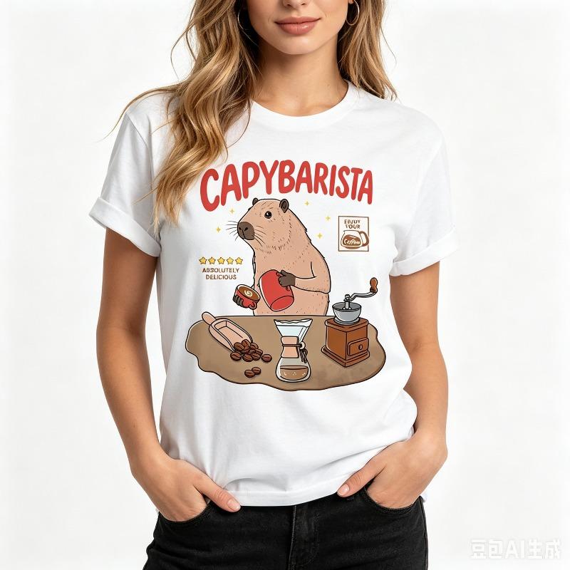 Capybarista Capybara Kaffee T-Shirt Lustiges Tierliebhaber Grafik-T-Shirt Für Unisex