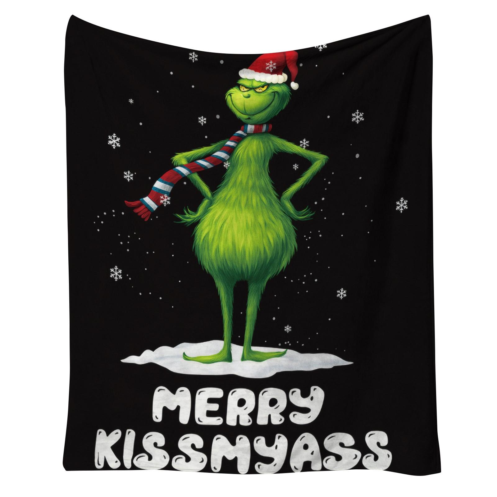 

Счастливого Рождества Мультяжное Фланелевое Одеяло, Рождественское Одеяло в Подарок для Детей, Мужчин и Женщин, Забавное Мягкое Плед для Постели и Дивана One Size