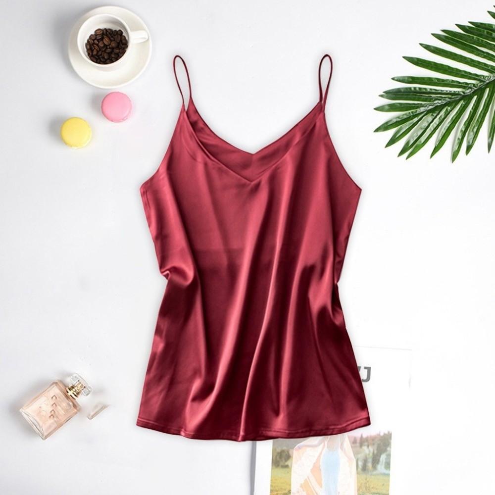 Stain Silk Women Summer Camisole Sleeveless Ladies' Base Vest Spaghetti Strap Top Layering Piece