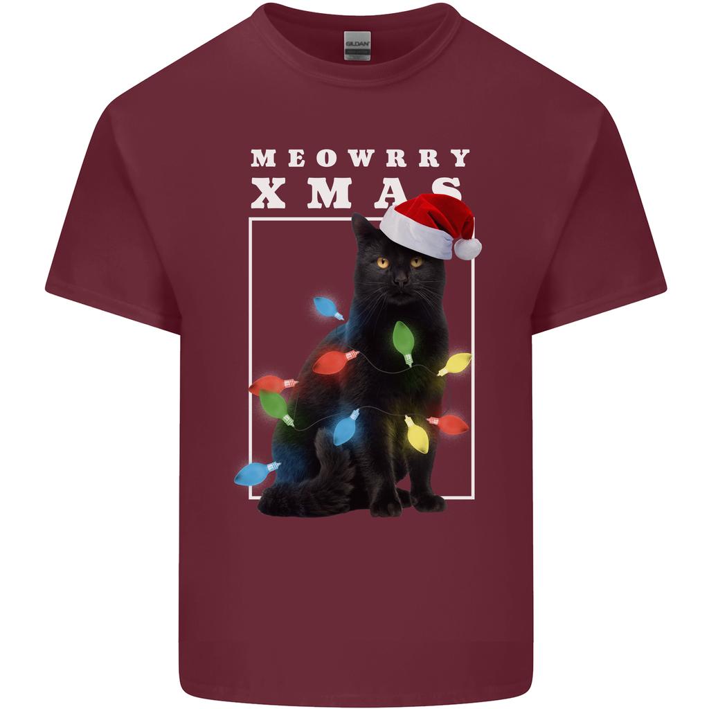 Meowy Christmas Tree Funny Cat Xmas Unisexs Light Cotton TShirt