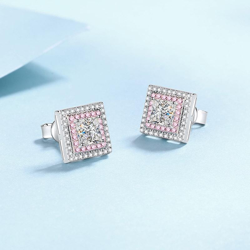 New S925 Sterling Silver Earrings, Sugar Cubes, Moissanite Earrings, Temperament and Sweet Earrings
