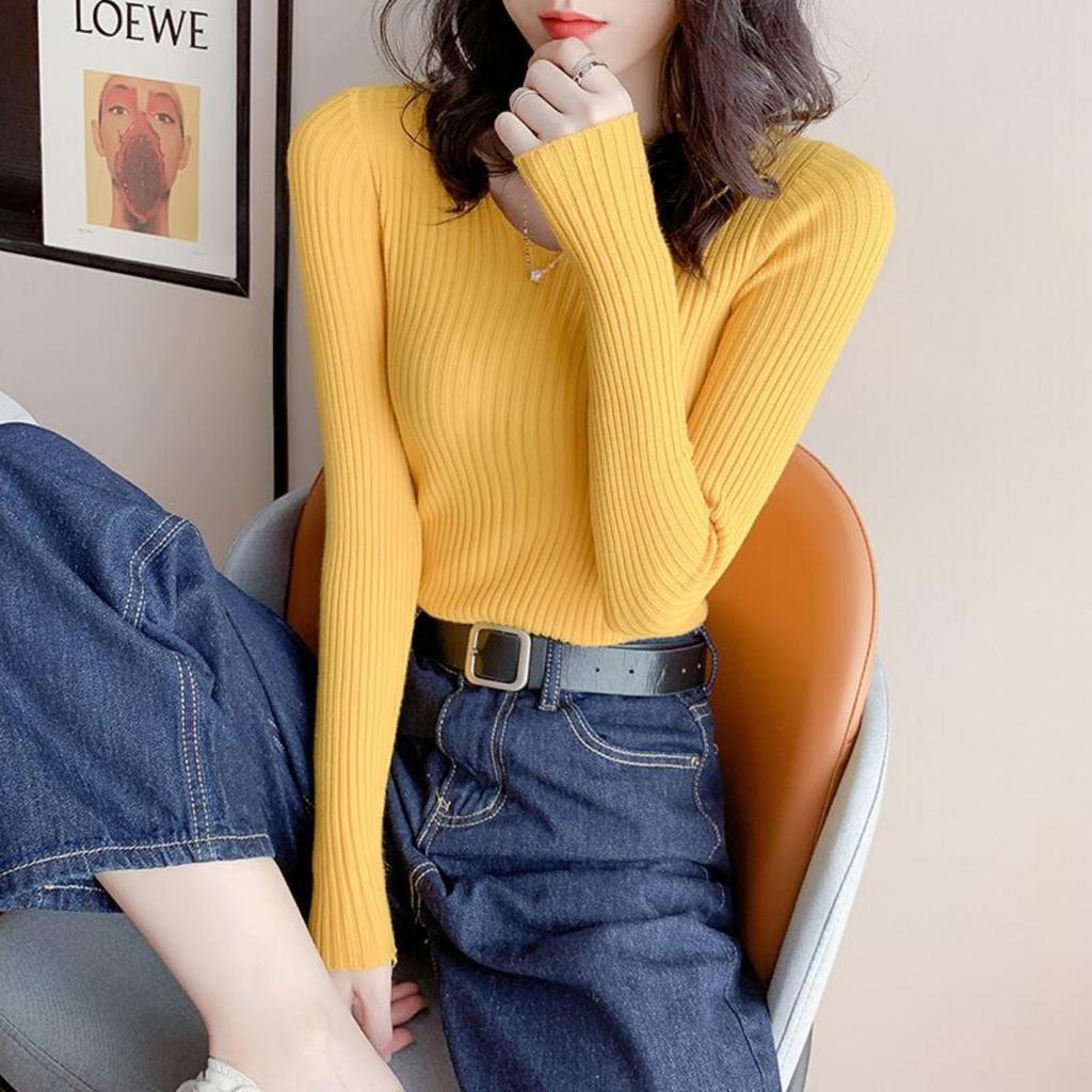 V-neck Sweater, Knitted Sweater, Women's Sweater, Stretch Sweater, Pullover Sweater, Slim Fit Sweater, Base Coat, Inner Layer, Top Coat