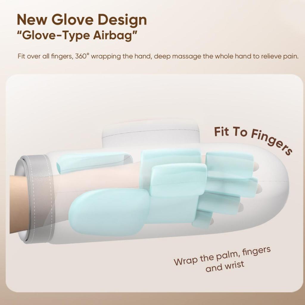 Hand Massager with Heat Compression Relief, 3 Massage, 4 Temperature,Finger Massage Gifts for Loves,wrist and Finger Massager
