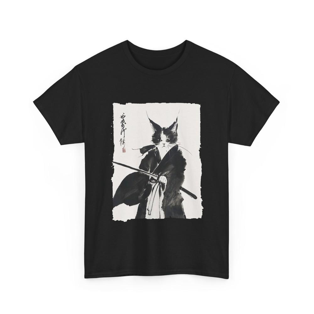 Самурайский Кот Винтажный Укиё-э Воинское Искусство Графический Кот Искусство Футболка Унисекс Футболка XXXXL