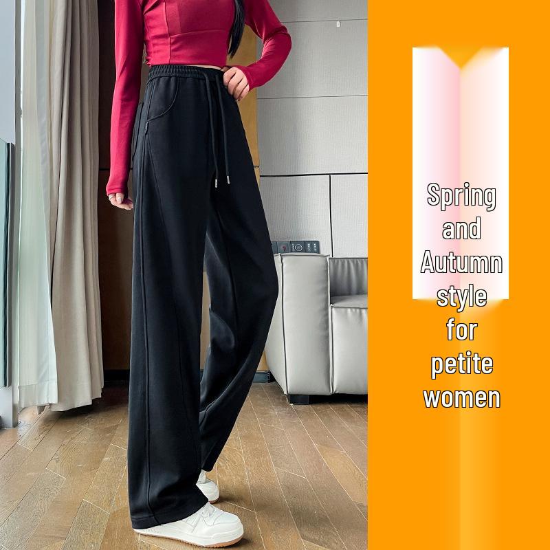 Women's 2024 Fleece-Lined Sports Sweatpants: Drape, Narrow, Slimming Straight, and Wide Leg Styles for Spring & Autumn