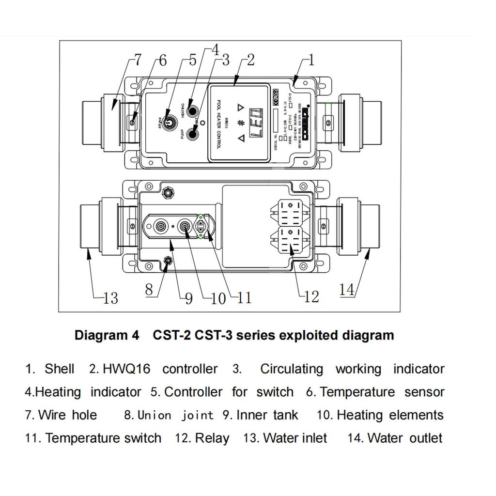 2.7 To 3.3KW Pool Heater Electric Swimming Pool Water Heater Hot Tub Thermostat with Digital Display for Hot Tub Spa Bathtub