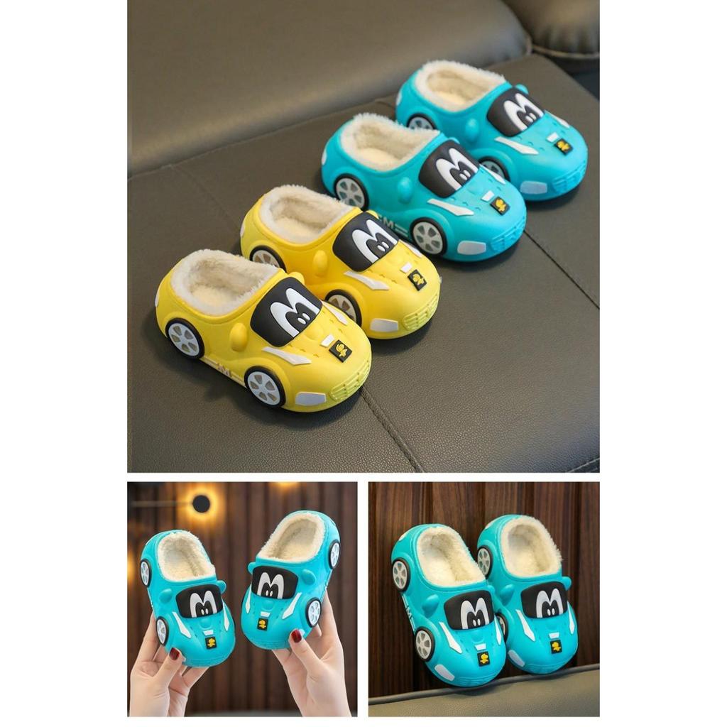 Winter Children's Cotton Slippers for Boys and Girls, Waterproof, Cute, Indoor, Non Slip, Soft Bottom with Plush Insulation Bag and Cotton Mop