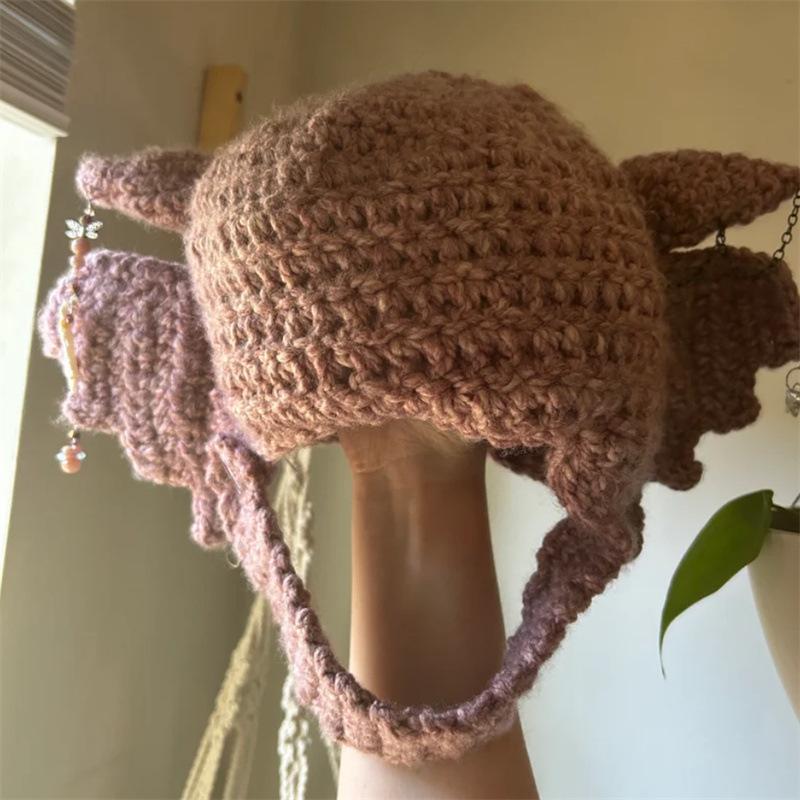 Knitted Ruffle Bucket Hat Flower Short Brim Bucket Hat Pleated Edge Adult Hat