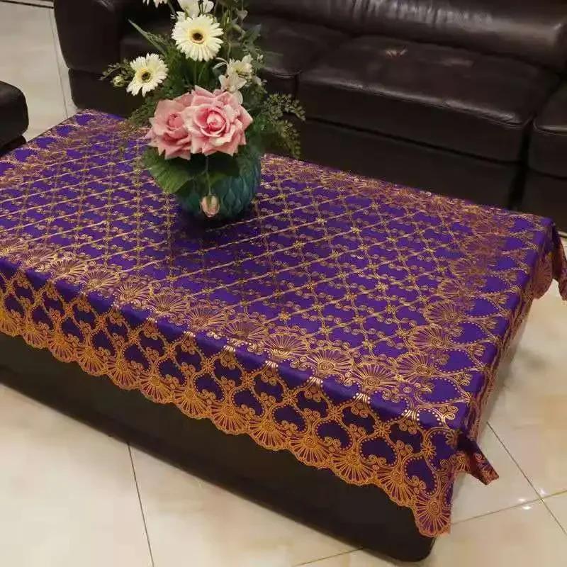 Waterproof Tablecloth Household Rectangular Oilproof PVC Plastic Tablecloth Golden Bronzing Printing Table Cover Table Mat Nappe