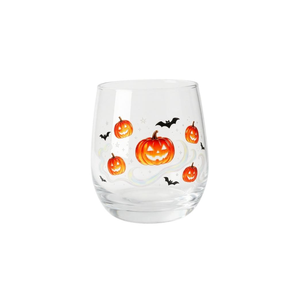 Halloween 2D Multi Pattern Transparent Glass Cup for Party Holiday Drinks and Home Décor