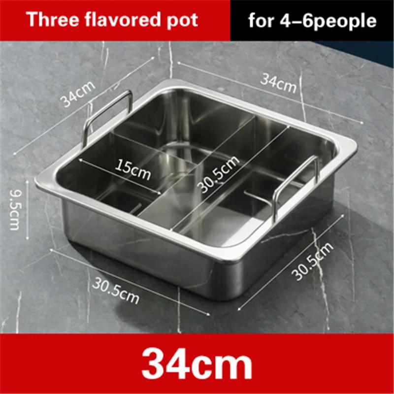 Extra thick stainless steel square hot pot Stewed Mandarin Duck with Ears Hotpot for induction cooker Mother and son pot hotpot