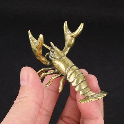 Brass Crayfish Figurines Ornaments Retro Copper Amimal Office Desktop Pen Holder Funny Home Decoration Crafts Creative Gifts