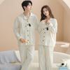 New long-sleeved trousers pure cotton couple pajamas can be worn outside cartoon loose casual men and women pajamas set cotton