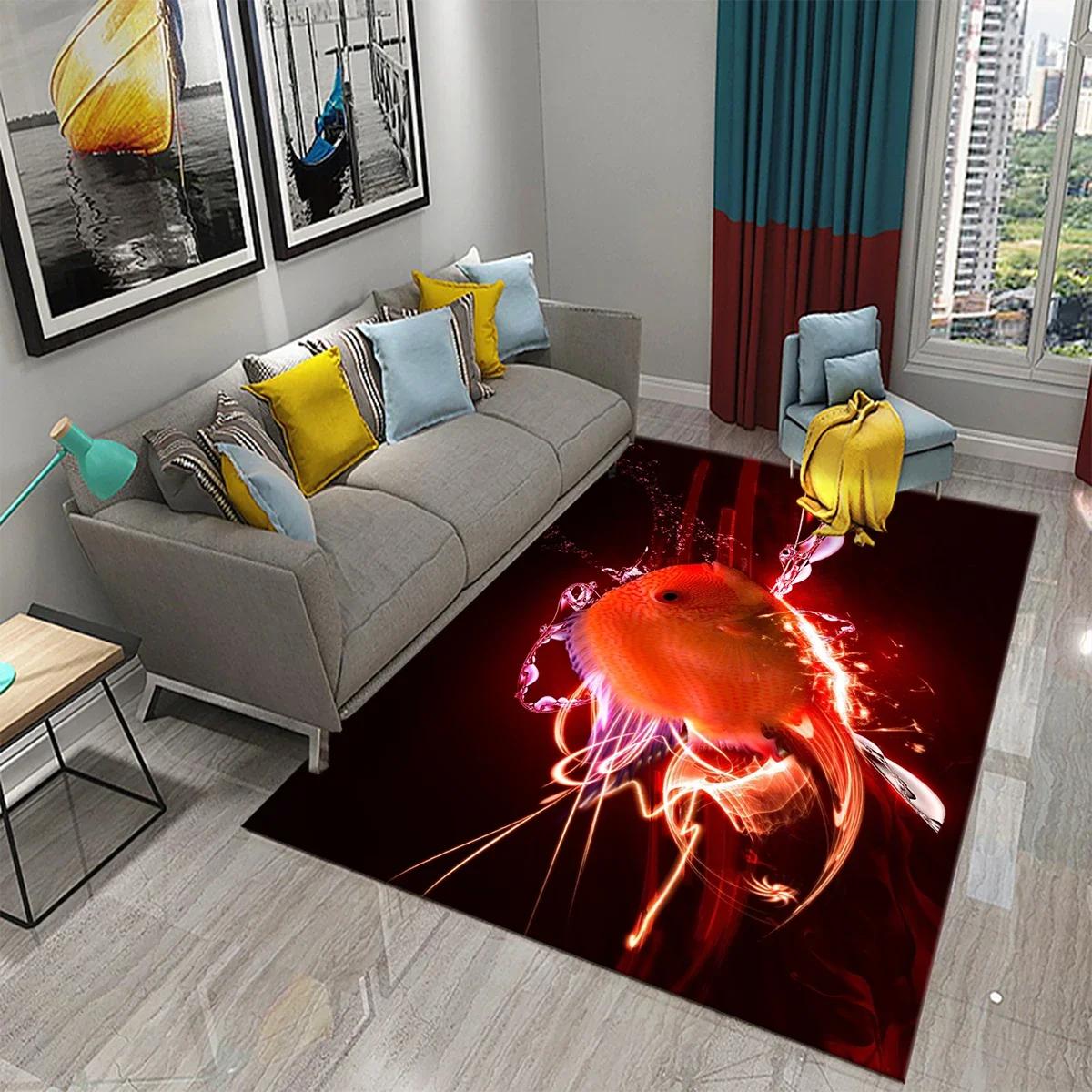 

Картина маслом Рыба Коврик для кухни Ванной Нескользящий придверный коврик Коврик для входной двери Украшение гостиной Спальни Напольные коврики 40x60cm