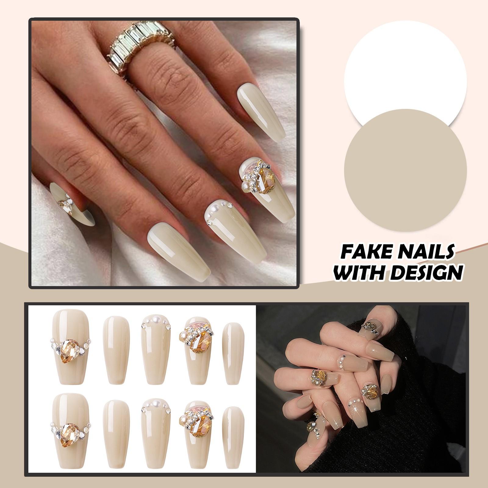 

Женские накладные ногти среднего размера с рисунком телесного цвета на акриловых ногтях глянцевые накладные ногти с полным покрытием L бежевый