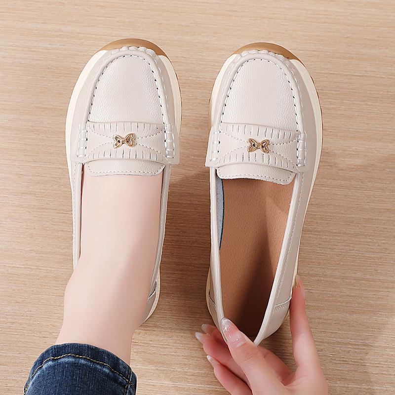 

Женские кроссовки лоферы на платформе повседневные синие кожаные туфли толстая подошва увеличение роста слипоны больших размеров EU:35 бежевый