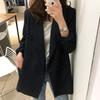 Chic 2025 Women's Loose Black Suit Coat - British Style, Korean-Inspired, Casual Professional Fashion