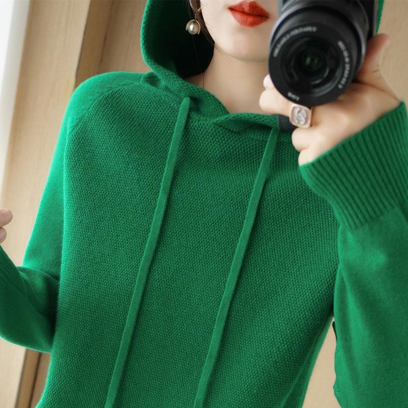 Women S Thick Knit Hooded Pullover Sweatshirt Loose Fit Autumn Style
