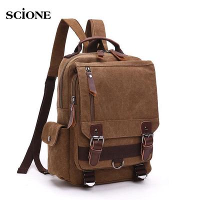 Kleiner Canvas-Reise-Multifunktions-Schulterrucksack für Männer und Frauen, Laptop-Rucksack, Tagesrucksack