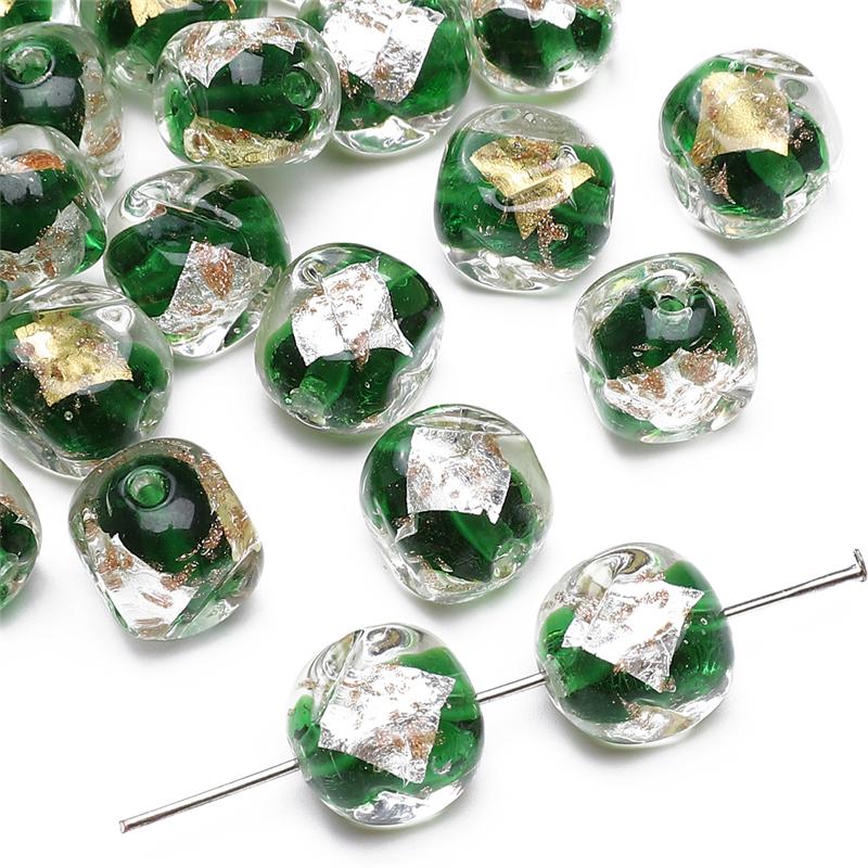 

Хрустальные стеклянные бусины, свободные прокладки, ретро, ​​бусины из золотой фольги для изготовления ювелирных изделий, браслет, ожерелье зелёный