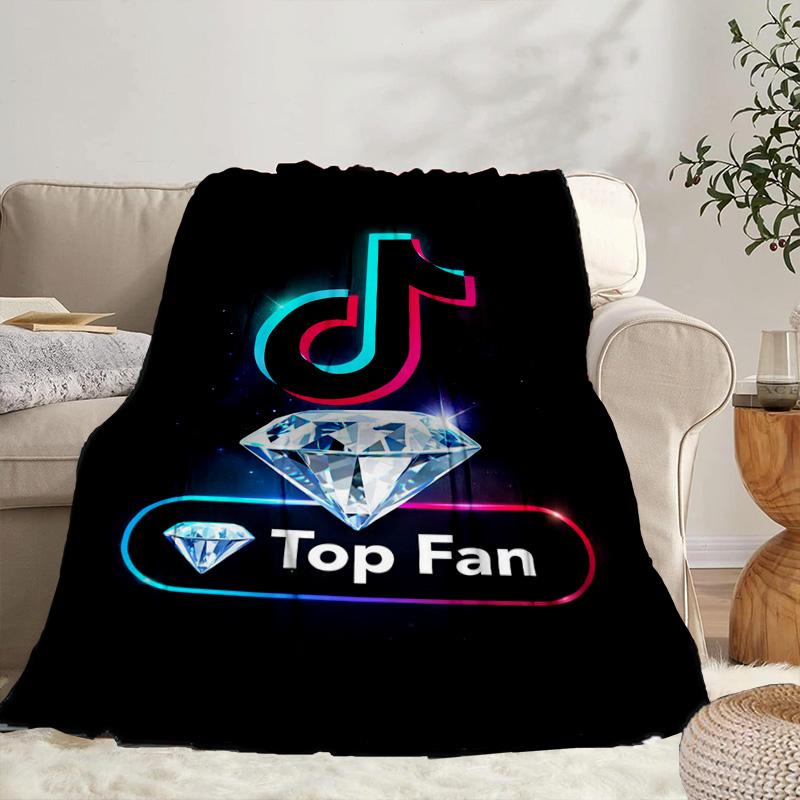 Neon Tiktok Logo Art Portable Blanket/Soft Blanket Bedding Blanket Suitable for Travel Camping Living Rooms Offices Sofas Fan Gifts