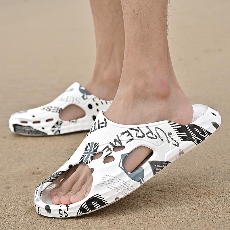 Fashion Summer Thick Bottom Patchwork Fashion Sandals Men Casual Beach Shoes Hollow-Out Garden Clogs Outdoor Slippers Can Be Decorated