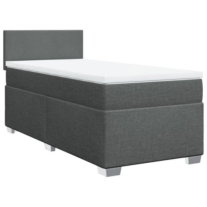 Maison Exclusive - Slatted Bed Base with Mattress Dark Grey 90x200 Cm Fabric