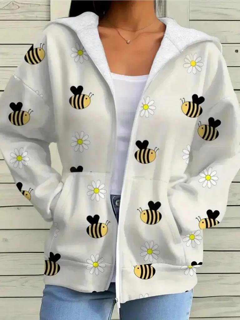 2026 Autumn and Winter New Style Women's Zipper Hoodie with 3D Five-Pointed Star Pattern Printing Casual and Comfortable