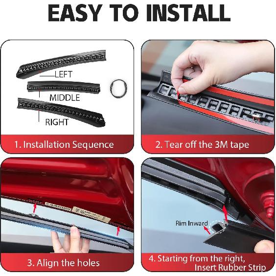 for Tesla Model 3 Front Hood Seal Strip Front Trunk Water Retaining Strip Weather Stripping Rubber Accessories     (Not Suitable for 2024,2025)