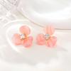 Light Blue Resin Zircon Butterfly Earrings,Women's Gold Plated Stainless Steel Detachable Stud Earrings,Chic Accessories Gifts