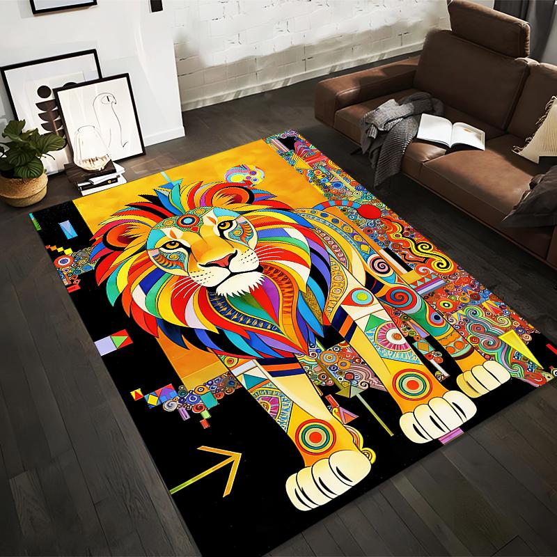 

Colorful Lion Pattern Art Carpet, Modern Abstract Design Rug Decor Suitable for use as an anti-slip for living room bedroom sofas 40x60cm( 15x23in )