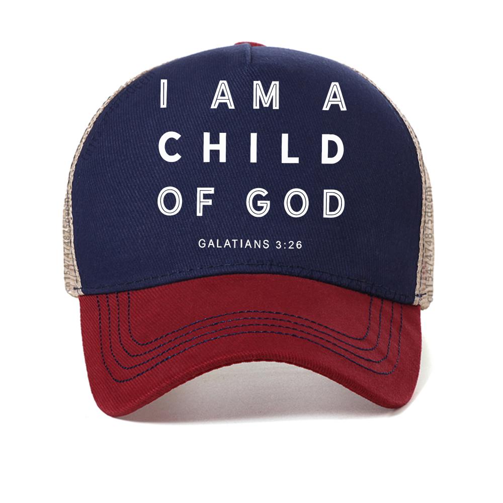 

I Am A Child of God Printed baseball cap fashion casual adjustable Visor sports Trucker hat unisex mesh breathable Snapback hats Adjustable красный