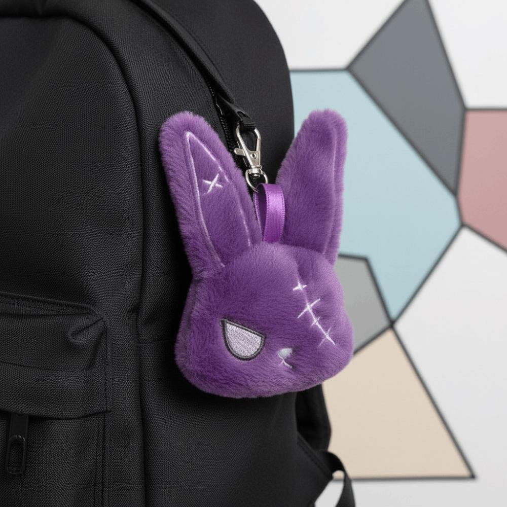 Fluffy Gothic Rabbit Compact Stitched Bunny Bag Pendant Halloween Plushie Cosplayers