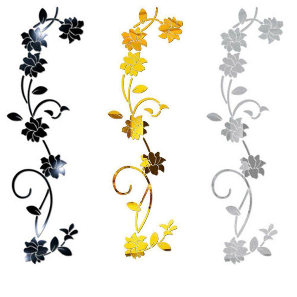 

3 pcs Home Room Decor 3D Art Flower Shape Mural Decal Mirror Wall Stickers
