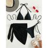 Bikini Set Donna Marrone Liscio Sexy Costine Scollo a Nodo Push Up Costume da Bagno con Gonna in Rete 2026 Donna Costume da Bagno Brasiliano Copricostume