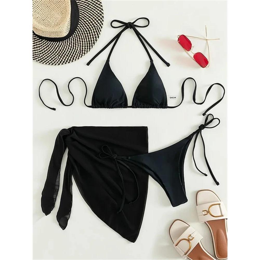 Bikini Set Donna Marrone Liscio Sexy Costine Scollo a Nodo Push Up Costume da Bagno con Gonna in Rete 2026 Donna Costume da Bagno Brasiliano Copricostume