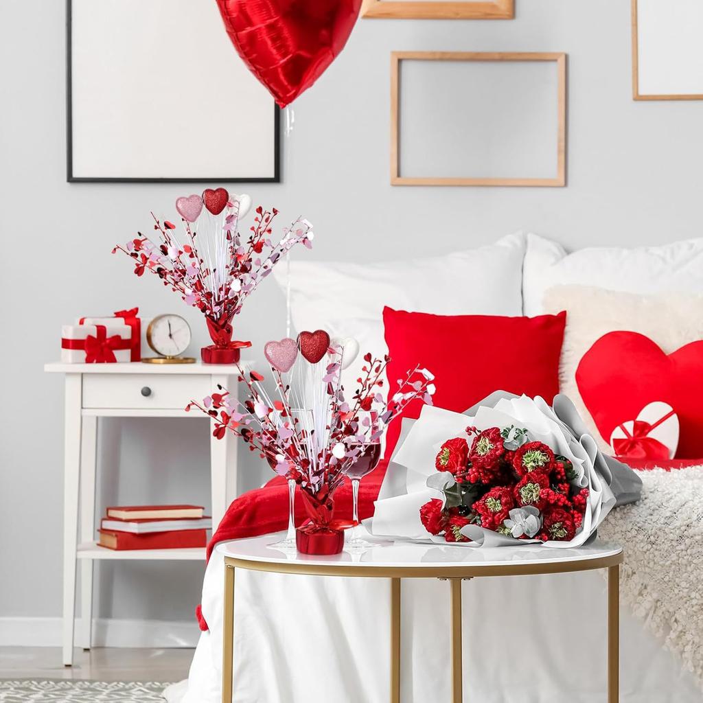 Valentine's Day Foil Spray Centerpieces For Tables With Foam Heart Gleam N'burst Party Spray For Valentine's Day Table Decoration
