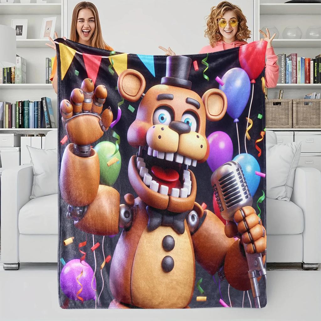 Five Nights At Freddy' Flannel Blanket Soft Warm Plush Throw Lightweight Blanket Sofa Bed Couch Cover Nap Camping FNAF Fans Gift