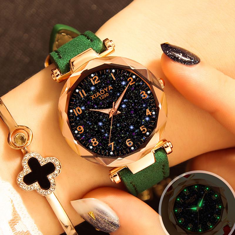 Luxury Starry Sky Watch For Women Fashion Quartz Wristwatch Ladies Casual Leather Strap Watches