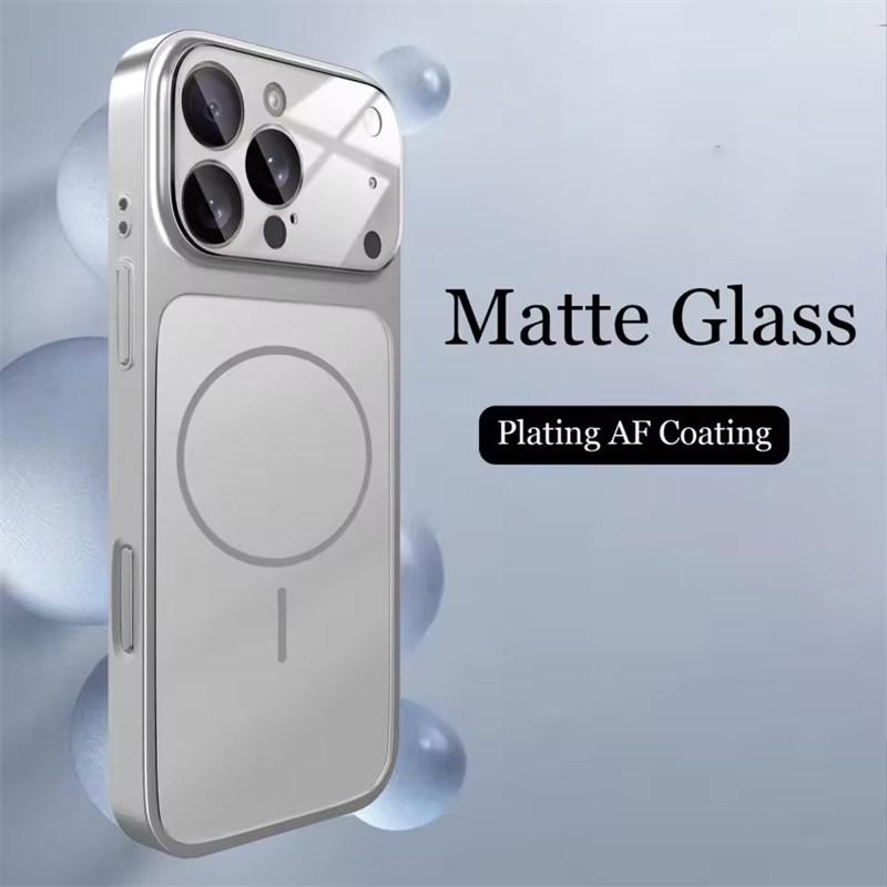 Glass Nano Matt Deksel For iPhone 17 Air 16 15 14 13 Pro Max 17Pro Magnetisk For Magsafe Trådløs Lading Armor Funda