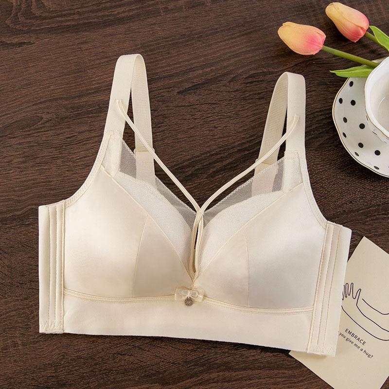 

Small chest smooth face baby cotton gathering artifact Shi beauty chest comfortable upper support show big deep V bra factory 40/90AB шампанського